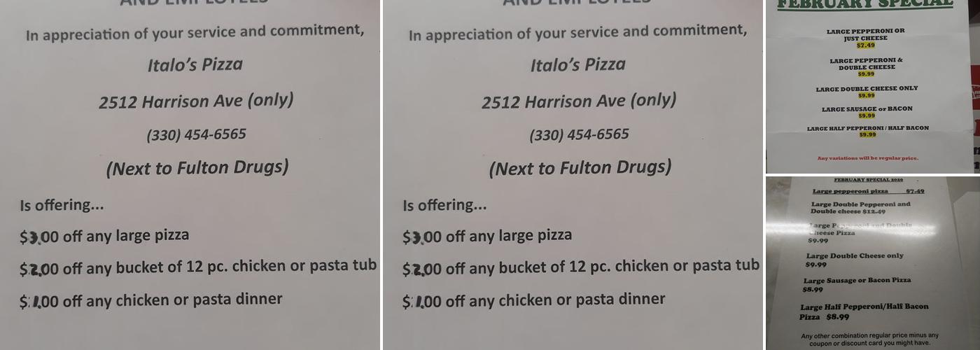 Italo's Pizza Menu
