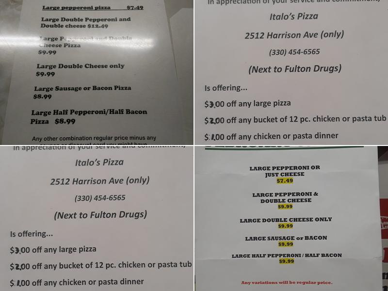 Italo's Pizza Menu