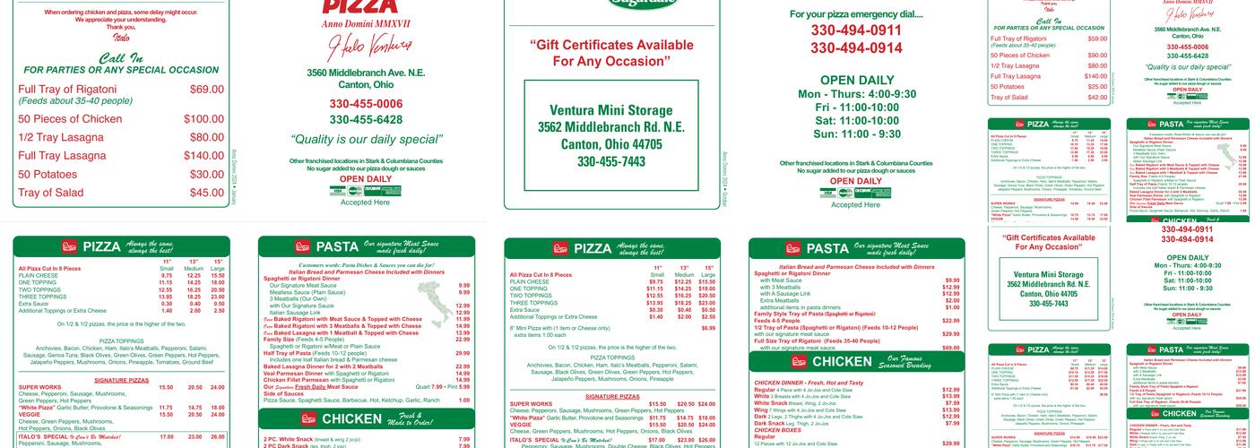 Italo's Pizza Menu