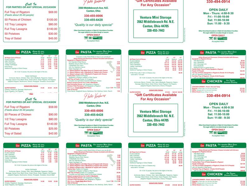 Italo's Pizza Menu