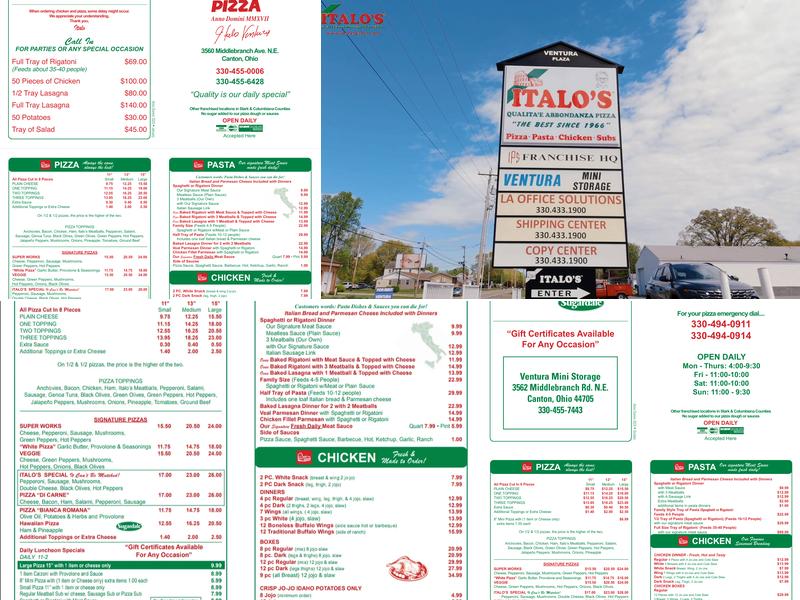 Italo's Pizza Shop Inc. Menu