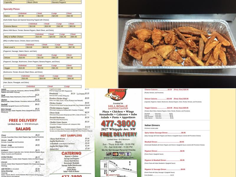 Lindsey's Pizza Menu