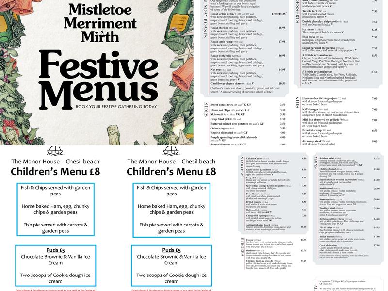 The Manor Restaurant Menu