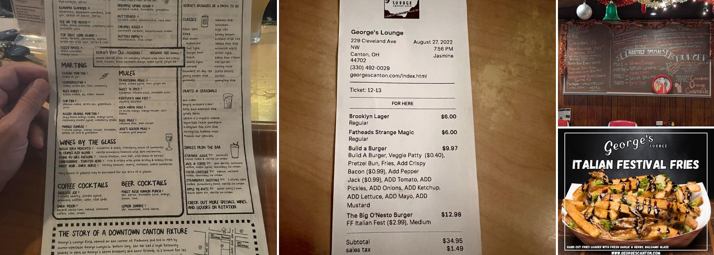 George's Lounge Menu