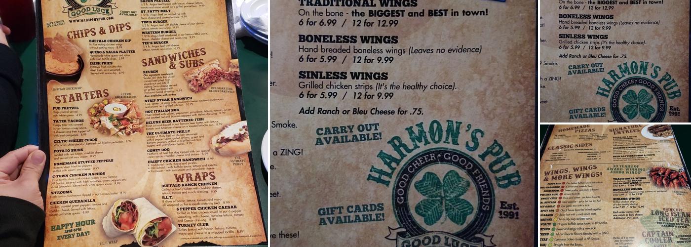 Harmon's Pub Menu