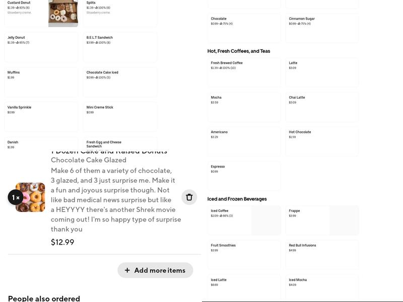 Mary Ann Donuts Shop Menu