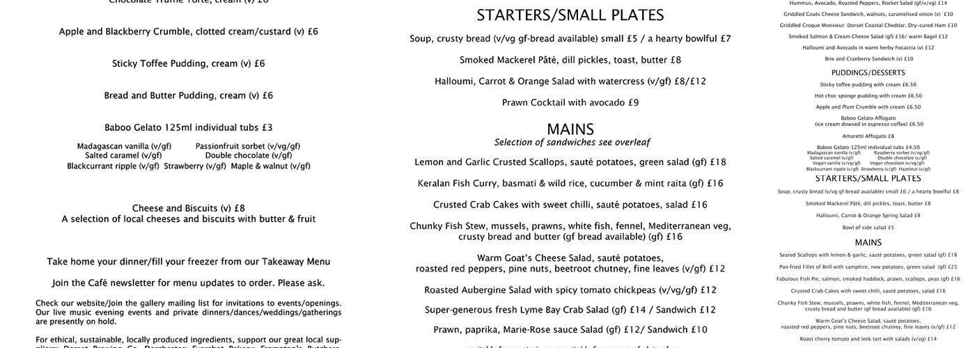 Cafe Sladers Menu