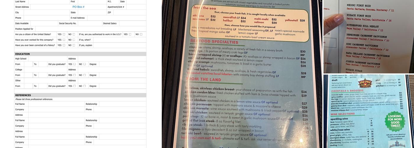 The Lobster Trap Menu