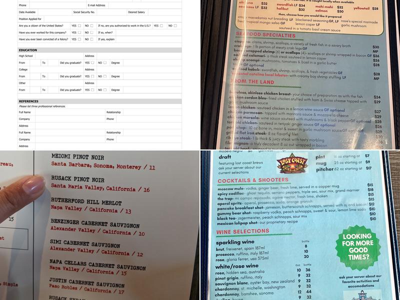 The Lobster Trap Menu