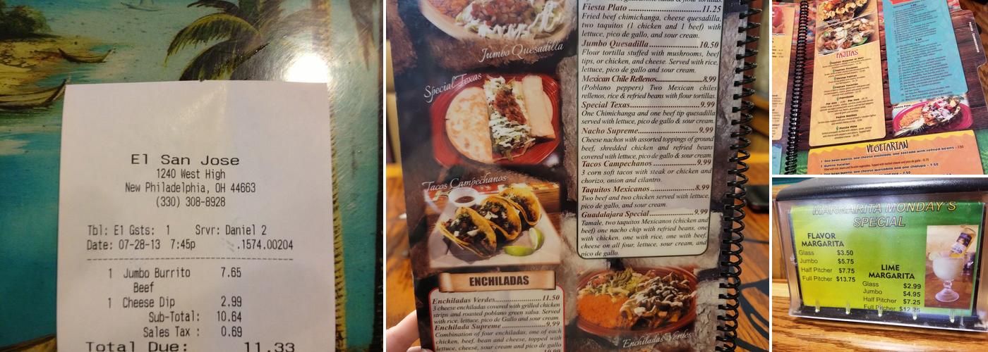 El San Jose Mexican Restaurant Menu