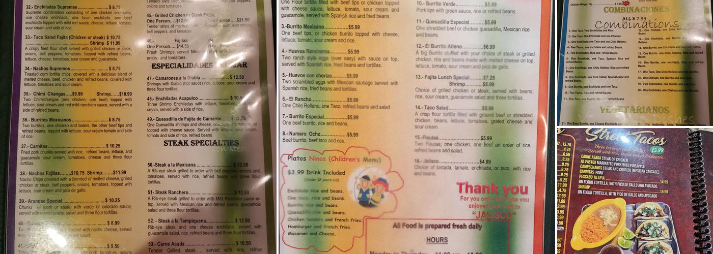 Jalisco's Menu