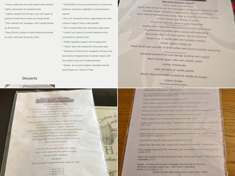 The Marquis Of Lorne Menu