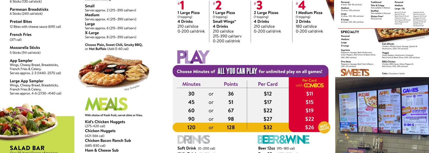Chuck E. Cheese Menu
