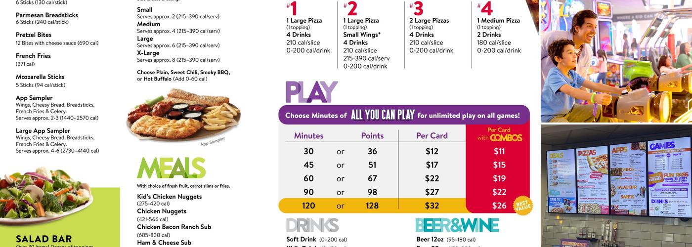 Chuck E. Cheese Menu