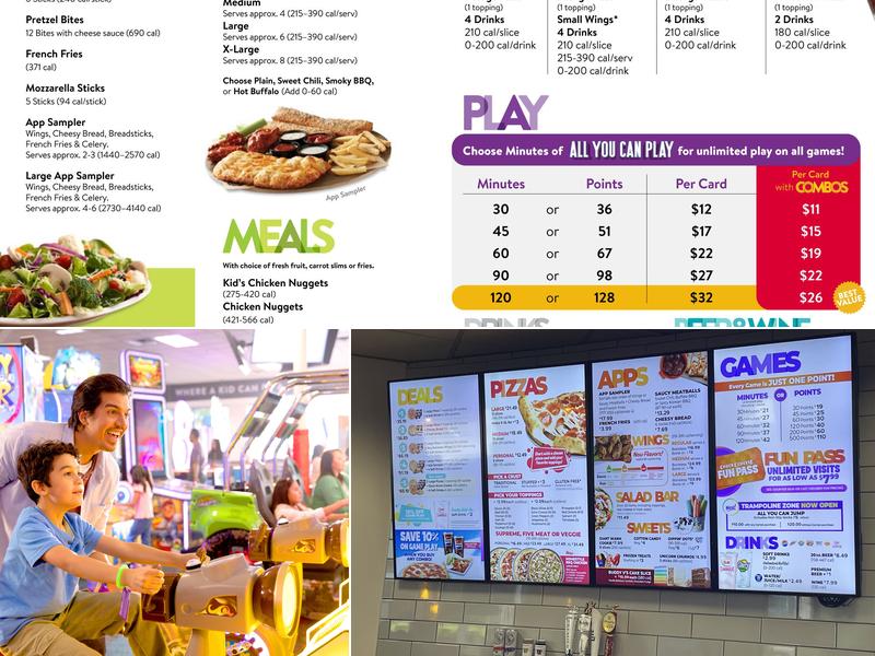 Chuck E. Cheese Menu