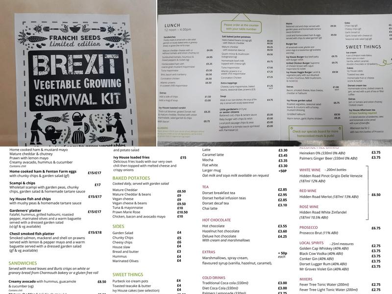 Ivy House Kitchen at Groves Nurseries Menu