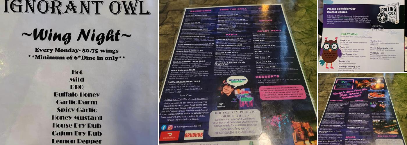 The Ignorant Owl Menu