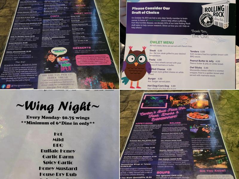 The Ignorant Owl Menu