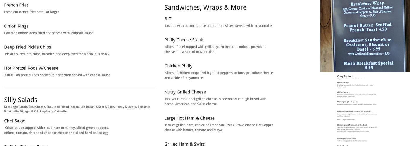 Nuthouse Saloon Menu