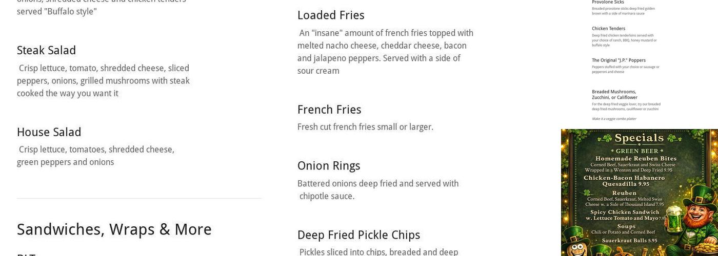 Nuthouse Saloon Menu