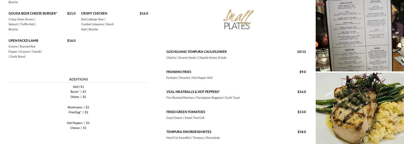 Fronimo's Downtown Menu