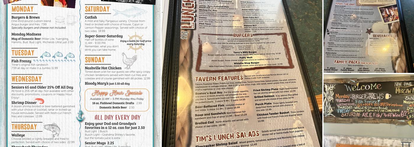 Tim's Tavern Menu