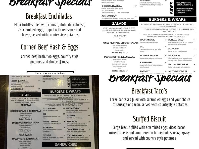 The Fogcutter Menu