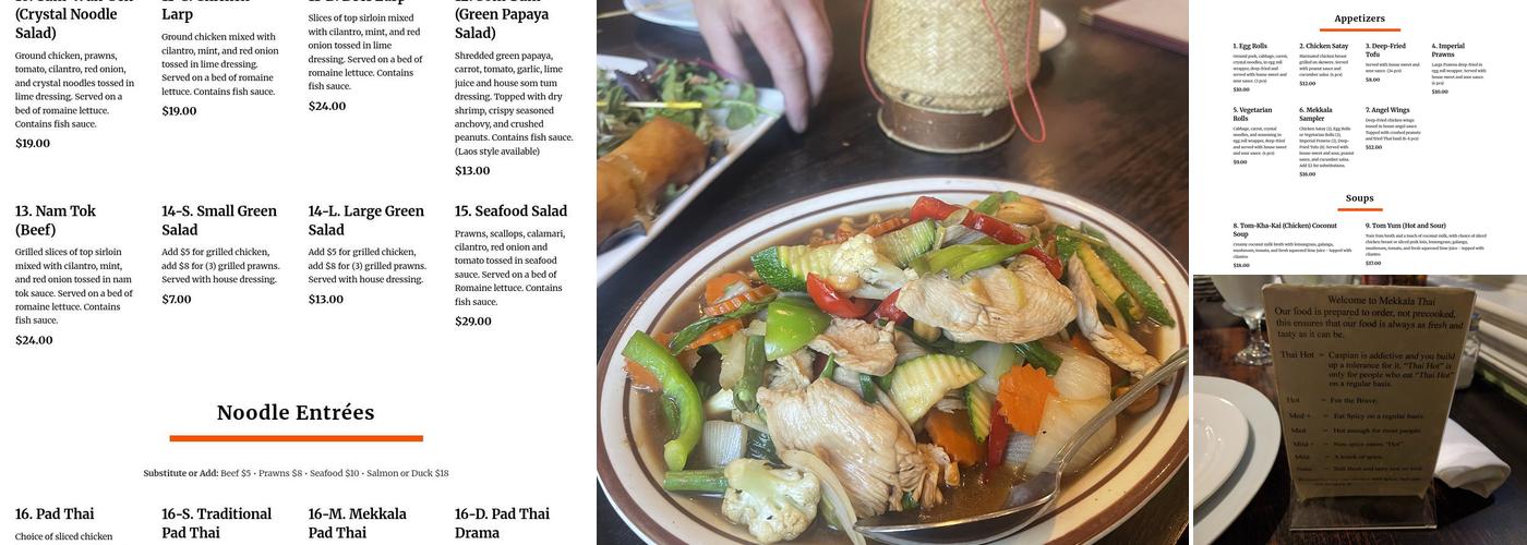 Mekkala Thai Cuisine Menu