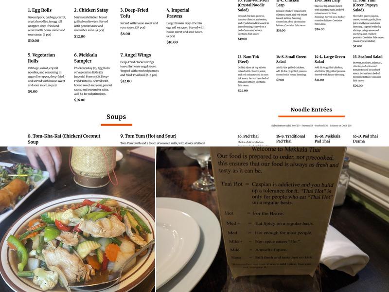 Mekkala Thai Cuisine Menu