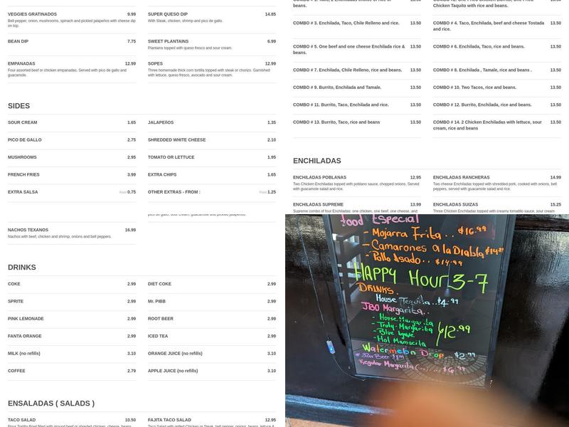 Salsa's Mexican Grill Menu