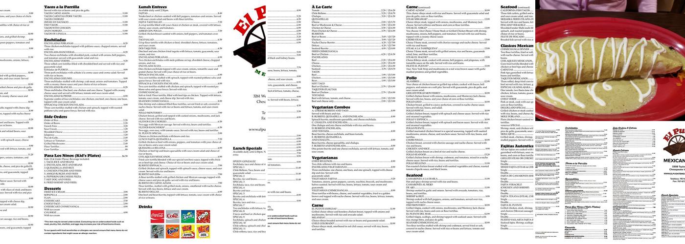 El Puente Mexican Grill Menu