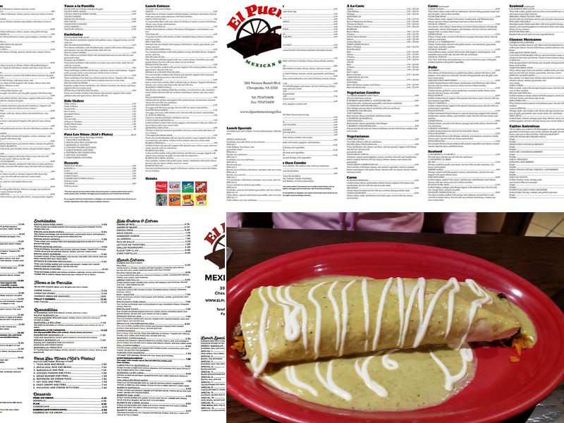 El Puente Mexican Grill Menu