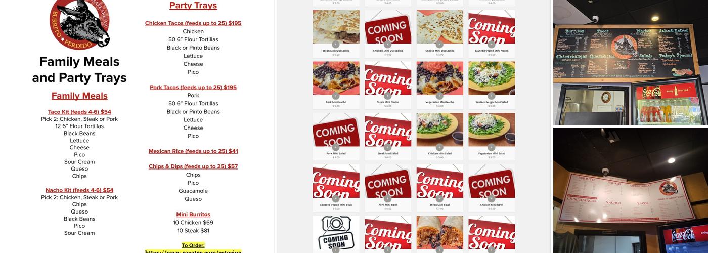 Burrito Perdido Menu