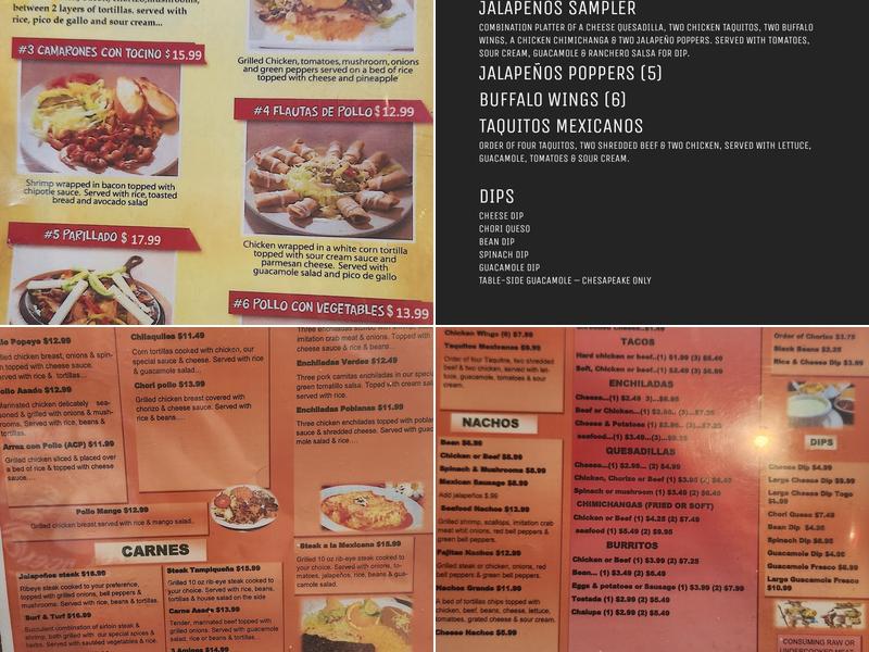 Jalapeños Mexican Restaurant Menu