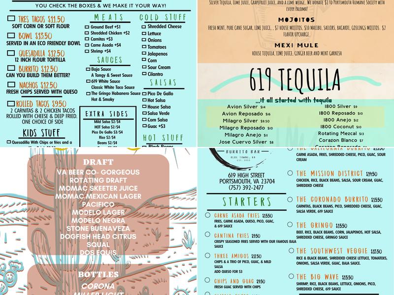 The 619 Cantina Menu