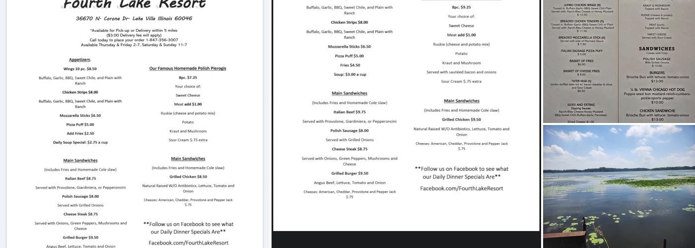 Fourth Lake Resort Bar & Grill Menu