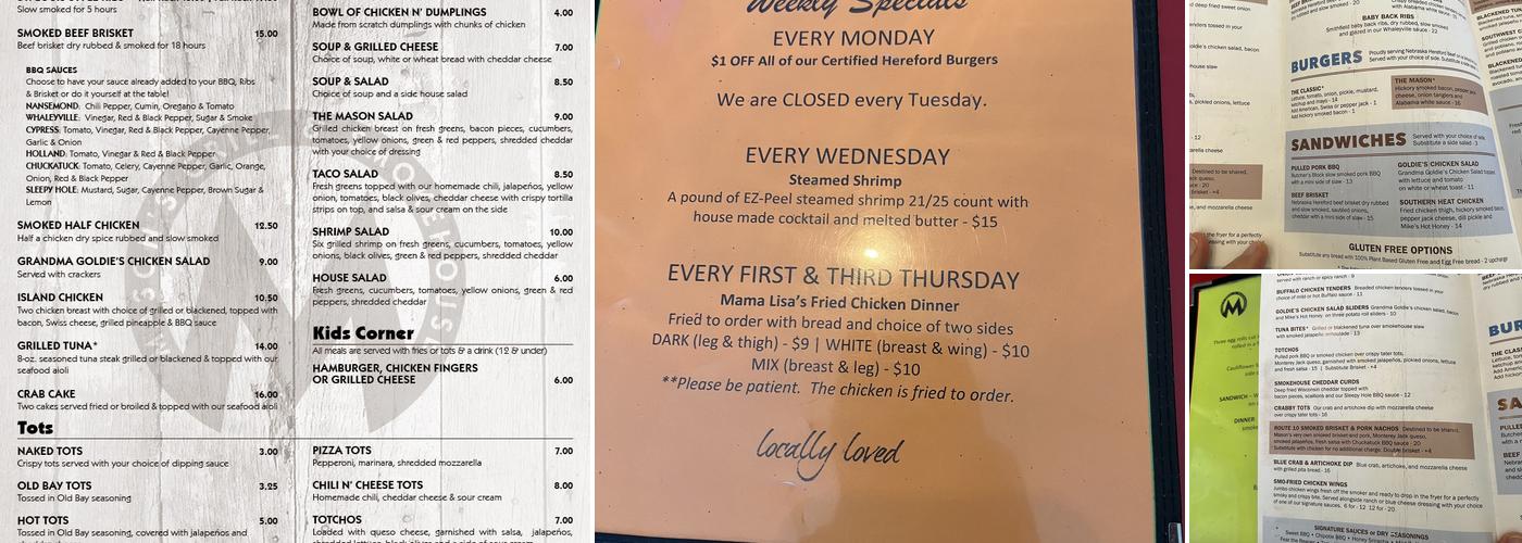 Mason's Grill & Smokehouse Menu