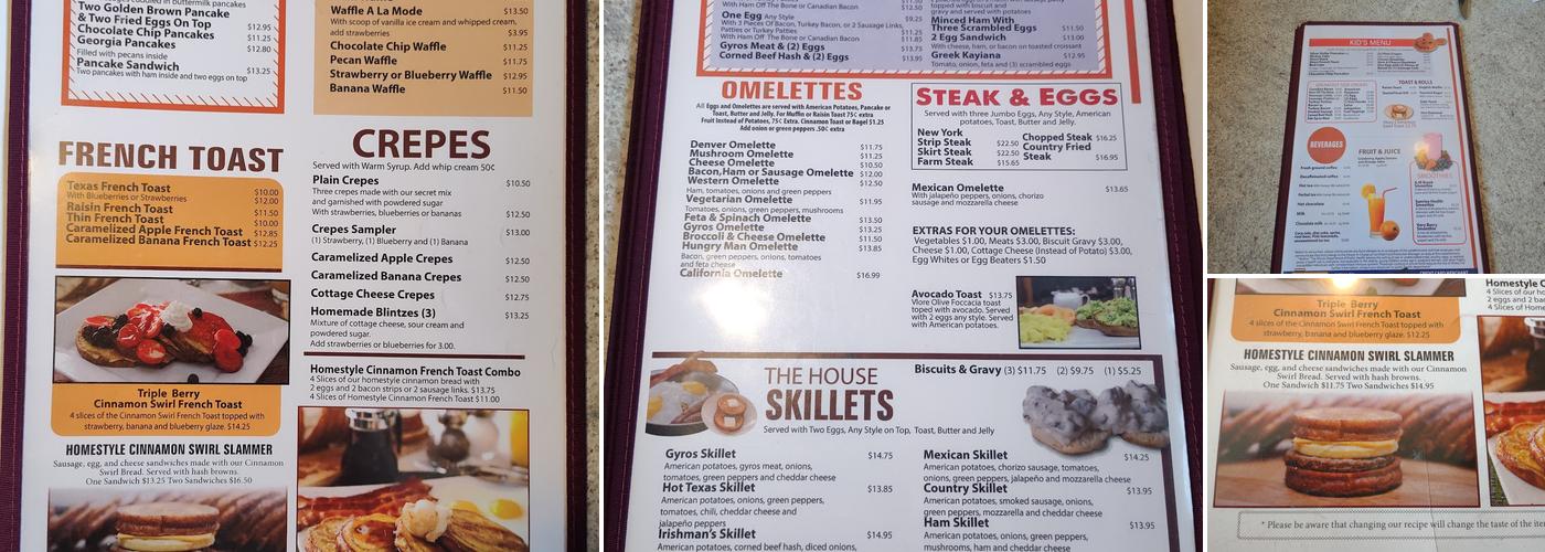 Mrs V's Restaurant Menu