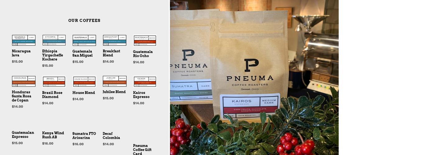 Pneuma Coffee Roasters Menu