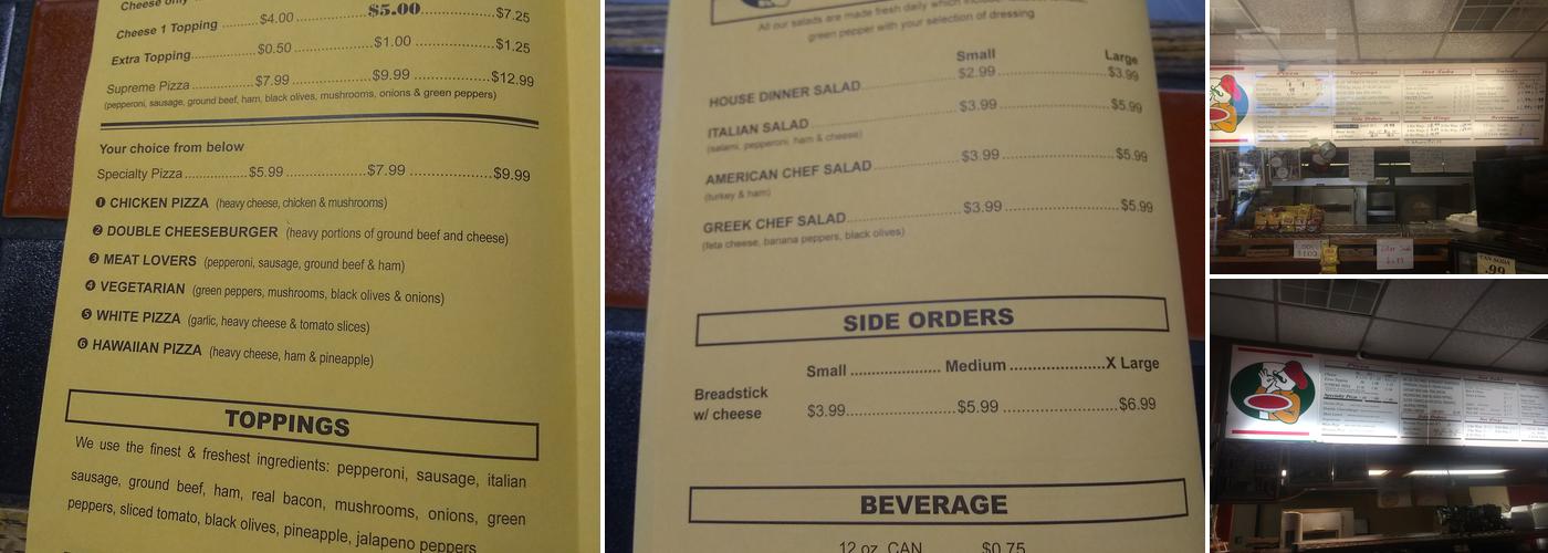 $5 Pizza Menu