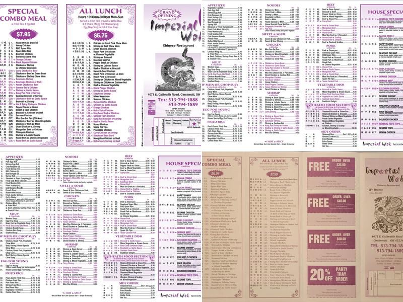 Imperial Wok Menu