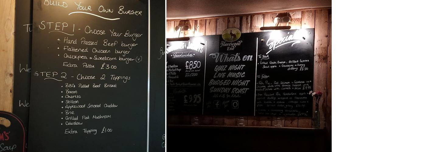 The Harewood End Inn Menu