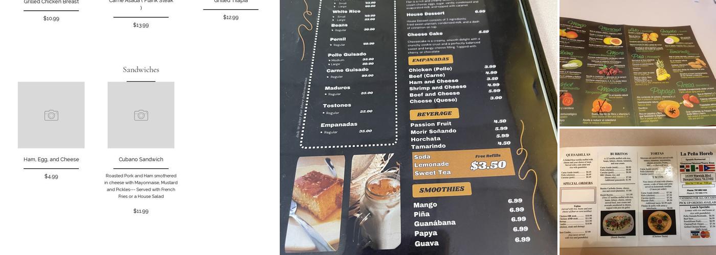 La Peña Horeb Spanish Restaurant Menu