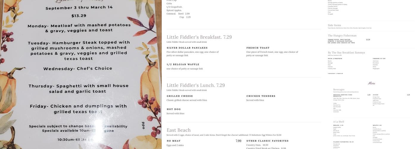 Sandfiddler Cafe Menu