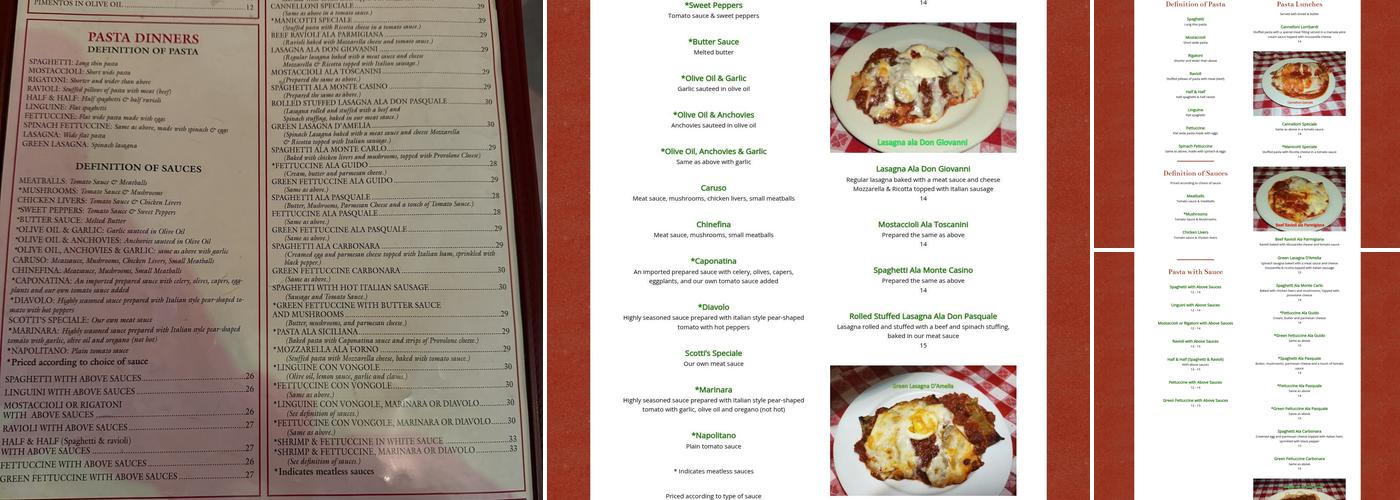 Scotti's Italian Restaurant Menu