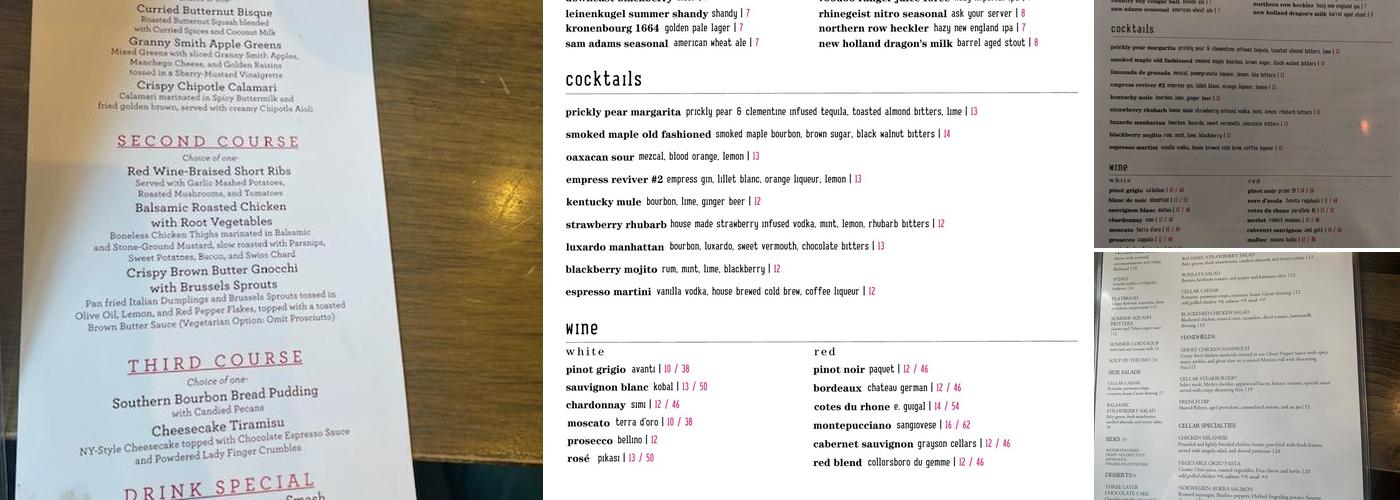 Spoon & Cellar Menu