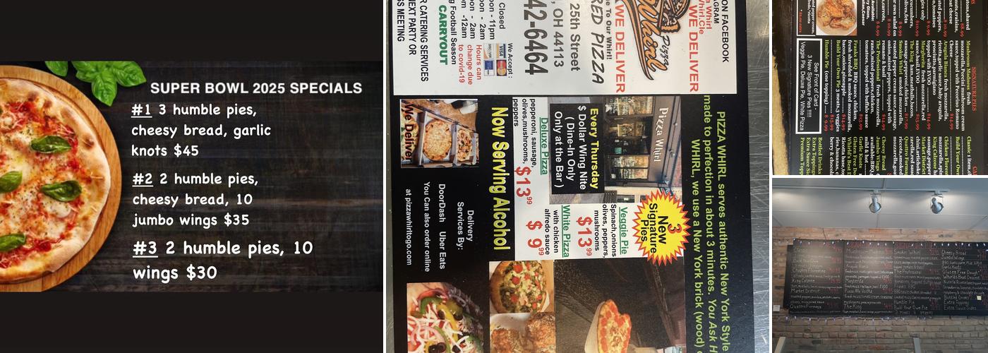 Pizza Whirl Menu
