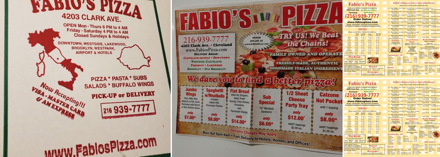 Fabio's Pizza Cleveland Menu