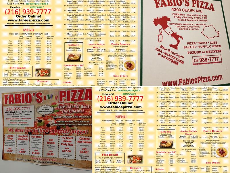 Fabio's Pizza Cleveland Menu