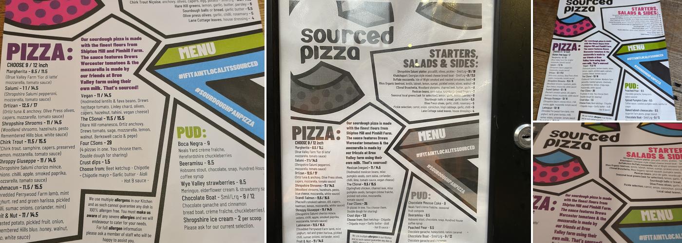 sourCed pizza Menu